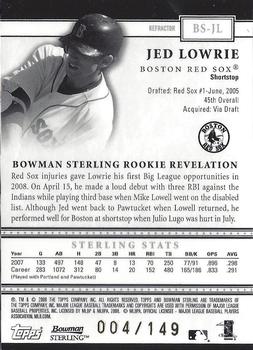 2008 Bowman Sterling - Refractors #BS-JLb Jed Lowrie Back