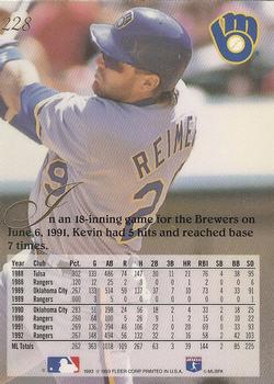 1993 Flair #228 Kevin Reimer Back