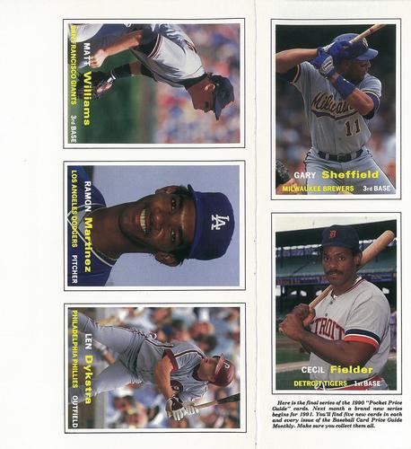 1990 SCD Baseball Card Price Guide Monthly - Panels #56-60 Gary Sheffield / Cecil Fielder / Matt Williams / Ramon Martinez / Lenny Dykstra Front