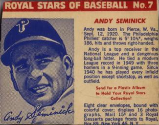 1950-52 Royal Stars of Baseball - Blue-Tinted #7 Andy Seminick Front