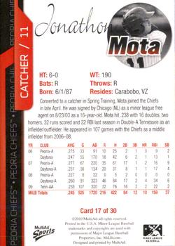 2010 MultiAd Peoria Chiefs #17 Jonathon Mota Back
