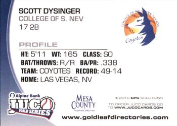 2010 Juco World Series Southern Nevada Coyotes #NNO Scott Dysinger Back