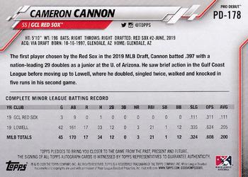 2020 Topps Pro Debut - Autographs #PD-178 Cameron Cannon Back