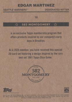 2019-20 Topps 582 Montgomery Club Set 4 #16 Edgar Martinez Back
