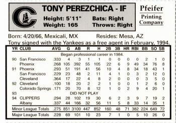 1995 Columbus Clippers Souvenir Program and Yearbook #NNO Tony Perezchica Back