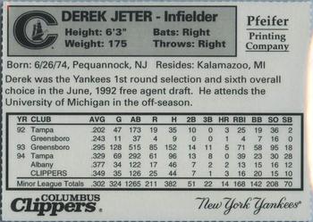 1995 Columbus Clippers Souvenir Program and Yearbook #NNO Derek Jeter Back