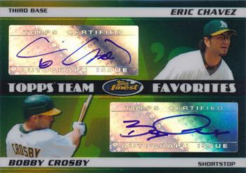 2008 Finest - Topps Team Favorites Dual Autographs #DTFA-EB Eric Chavez / Bobby Crosby Front