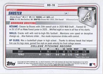 2020 Bowman Draft #BD-16 Jared Shuster Back