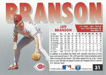 1993 Fleer #31 Jeff Branson Back
