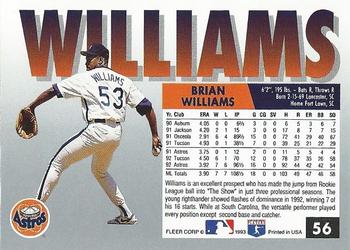 1993 Fleer #56 Brian Williams Back