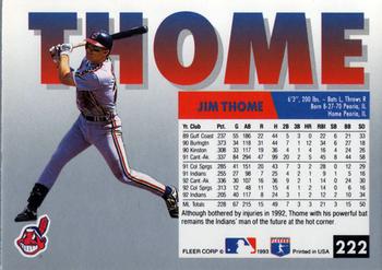 1993 Fleer #222 Jim Thome Back