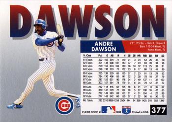 1993 Fleer #377 Andre Dawson Back