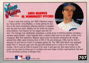 1993 Fleer #707 Greg Maddux Back