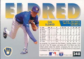 1993 Fleer #248 Cal Eldred Back
