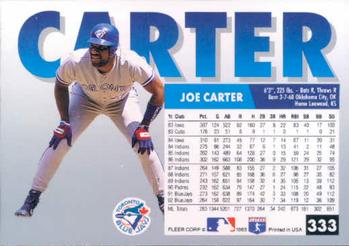 1993 Fleer #333 Joe Carter Back