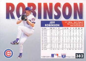 1993 Fleer #382 Jeff Robinson Back