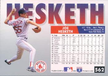 1993 Fleer #562 Joe Hesketh Back