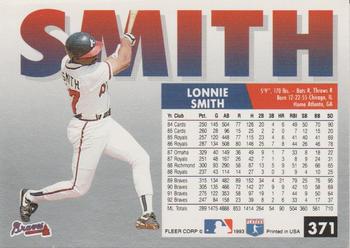 1993 Fleer #371 Lonnie Smith Back