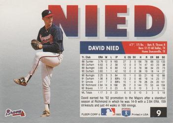 1993 Fleer #9 David Nied Back