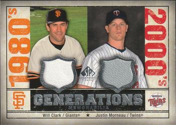 2008 SP Legendary Cuts - Generations Dual Memorabilia #GEN-CM Will Clark / Justin Morneau Front