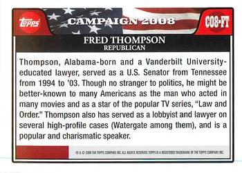 2008 Topps - Campaign 2008 Gold #C08-FT Fred Thompson Back