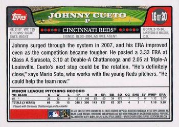 2008 Topps - Rookies #16 Johnny Cueto Back
