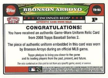 2008 Topps - Relics #TR-BA Bronson Arroyo Back