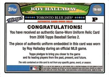 2008 Topps - Relics #TR-RH Roy Halladay Back