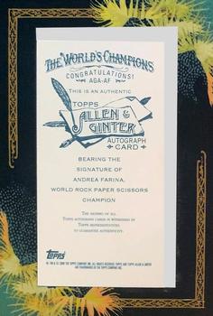 2008 Topps Allen & Ginter - Autographs #AGA-AF Andrea Farina Back