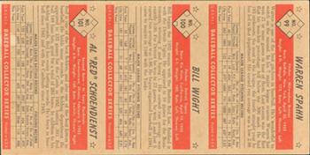 1953 Bowman Color - Advertising Samples #99/100/101 Warren Spahn / Bill Wight / Al 