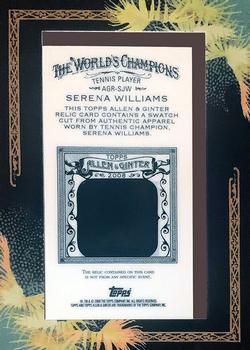 2008 Topps Allen & Ginter - Relics #AGR-SJW Serena Williams Back