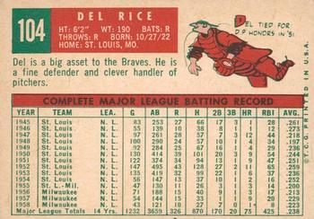2008 Topps Heritage - 50th Anniversary Buybacks #104 Del Rice Back