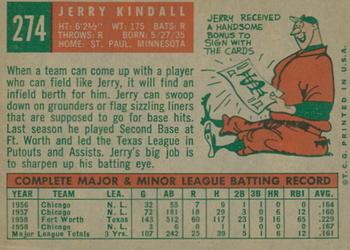 2008 Topps Heritage - 50th Anniversary Buybacks #274 Jerry Kindall Back