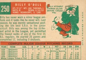 2008 Topps Heritage - 50th Anniversary Buybacks #250 Billy O'Dell Back