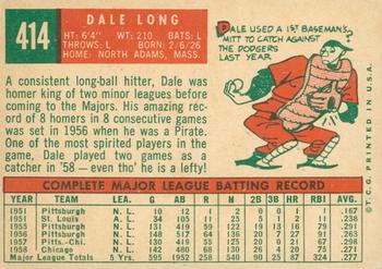2008 Topps Heritage - 50th Anniversary Buybacks #414 Dale Long Back