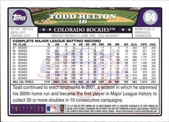2008 Topps Opening Day - Gold #84 Todd Helton Back