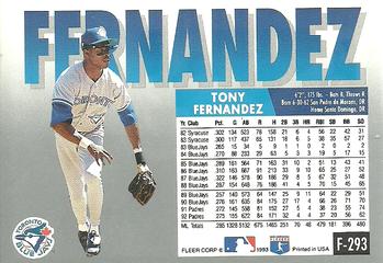 1993 Fleer Final Edition #F-293 Tony Fernandez Back