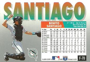 1993 Fleer Final Edition #F-70 Benito Santiago Back
