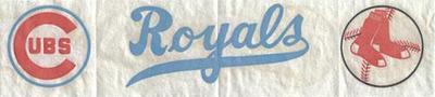 1969 Fleer Iron-Ons #NNO Chicago Cubs Logo / Kansas City Royals Script / Boston Red Sox Logo Front