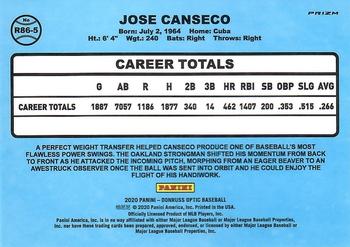 2020 Donruss Optic - Retro 1986 Holo #R86-5 Jose Canseco Back