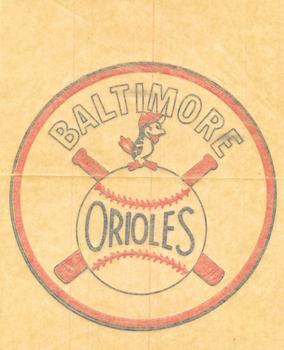1959 Bazooka Hot Iron Transfers #NNO Baltimore Orioles Back