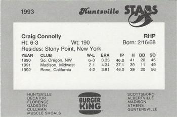 1993 Burger King Huntsville Stars #NNO Craig Connolly Back