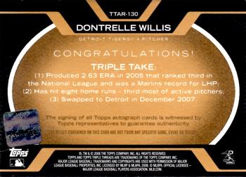 2008 Topps Triple Threads - Relics Autographs Gold #TTAR-130 Dontrelle Willis Back