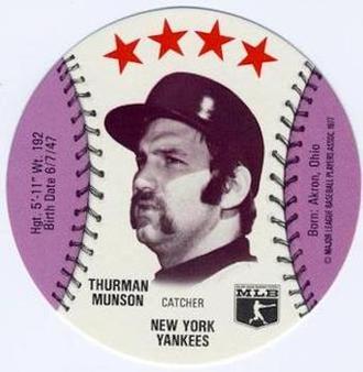 1977 MSA Customized Sports Discs #NNO Thurman Munson Front