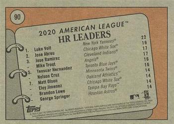 2021 Topps Heritage #90 2020 AL HR Leaders (Luke Voit / Jose Abreu / Jose Ramirez / Mike Trout) Back