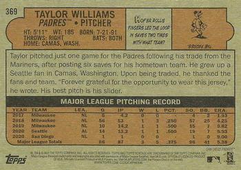 2021 Topps Heritage #369 Taylor Williams Back