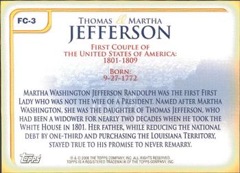 2008 Topps Updates & Highlights - First Couples #FC-3 Thomas Jefferson / Martha Jefferson Back