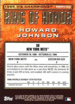 2008 Topps Updates & Highlights - Ring of Honor: 1986 New York Mets #MRH-HJ Howard Johnson Back