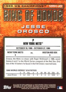 2008 Topps Updates & Highlights - Ring of Honor: 1986 New York Mets #MRH-JO Jesse Orosco Back