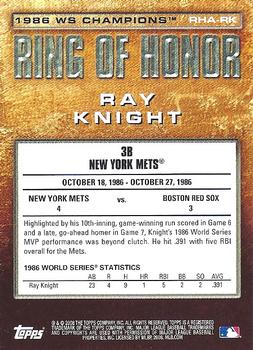 2008 Topps Updates & Highlights - Ring of Honor: World Series Champions Autographs #RHA-RK Ray Knight Back